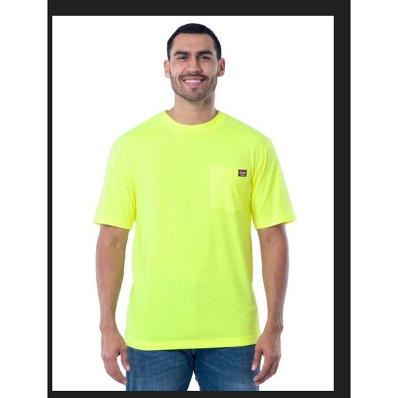 Wrangler Workwear Mens Short Sleeve Pen Pocket Performance Tee, 5Xl 62-64 New - Picture 1 of 4